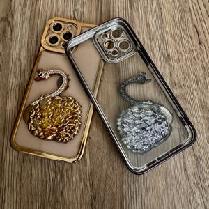 Étuis de téléphone portable de luxe en galvanoplastie transparente à paillettes Quicksand Swan pour étuis iPhone 15 Pro Max - Product Image 4