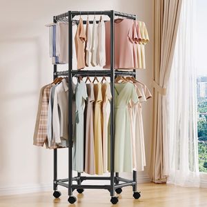 Cedar space Nouveau design <span class=keywords><strong>Porte</strong></span>-vêtements sur pied en métal avec base en PP, pour intérieur/extérieur, antirouille, double tringle, séchoir à vêtements - Product Image 1