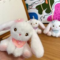 Mignon Radis Lapin Dessin Animé Lapin En Peluche Porte-clés Jouet Cartable Pendentif Grue Machine Poupée Ornement Cadeau pour Enfants