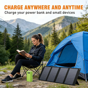 ALECTER Panneaux solaires monocristallins portables et pliables 40W, sortie 12V CC, étanches, haute efficacité, chargeur solaire, station d'alimentation - Product Image 3