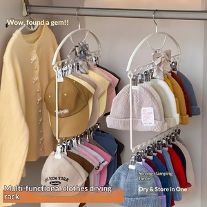 Space-Saving 18-<strong>Clip</strong> Garment <strong>Hanger</strong> 2 Rows Vinyl-Coated <strong>Clips</strong> for Socks &amp; Scarves, Easy Hook for Closet, Door&amp;Dorm Organization - Product Image 2