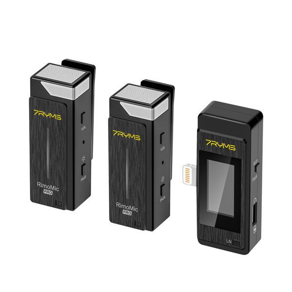 Wireless 2.4G Microphone 7Ryms RimoMic Pro Dual Channel Noise Cancelling Mini Size for Live Streaming and Video