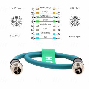 สายอีเธอร์เน็ต HangTon M12 8 พิน X-Code ชายต่อชาย ความเร็วสูง กิกะบิต สำหรับเซ็นเซอร์วิชั่น กล้อง และเครื่องอ่าน - Product Image 3
