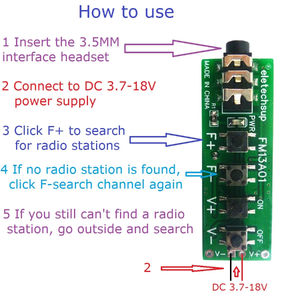 Eletechsup FM13A01 Módulo de Radio FM VHF Estéreo de Dos Canales, Placa Receptora para Auriculares/Altavoces 76~108MHz DC 3.7V-18V A476 - Product Image 3