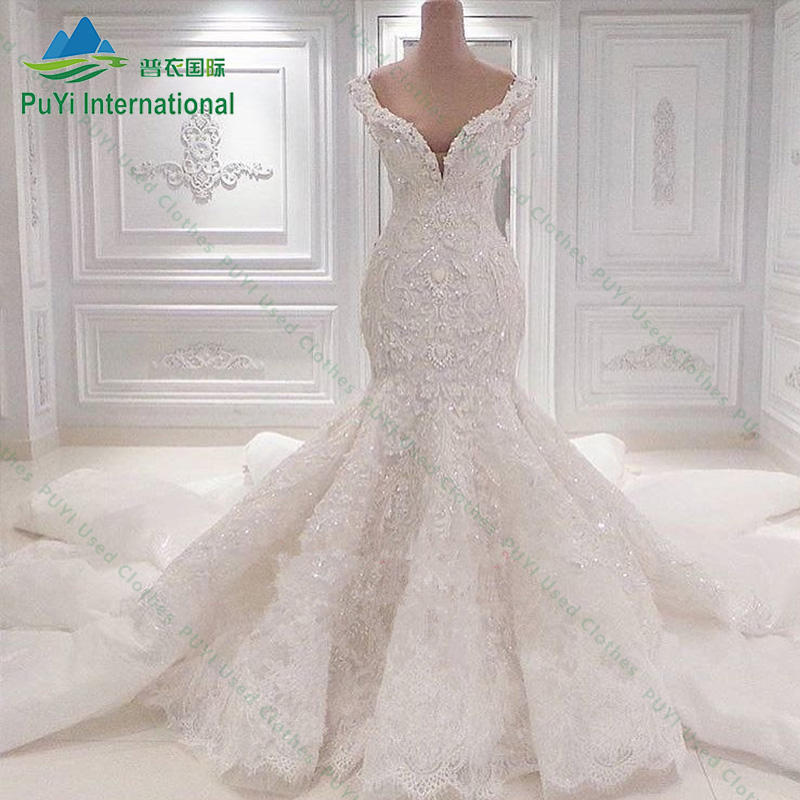 Thailand Fashion Women White Wedding Dresses Bridal Gowns Wholesale Used Clothing Dress Bales Second Hand Clothing 