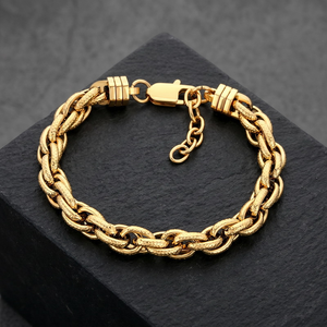 Pulsera de Cuerda Tejida Desgastada de Moda Urbana, Acero Inoxidable Negro Antiguo con Superficie Texturizada Retro, Ajustable - Product Image 3