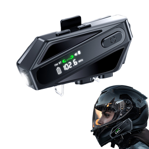 C6オートバイヘルメット<span class=keywords><strong>Bluetooth</strong></span>ヘッドフォンLEDディスプレイFMラジオテープライトワイヤレス双方向ラジオ防水バイクイヤフォン - Product Image 1