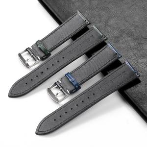 Lionorm produk baru lilin minyak kulit asli tali jam sabuk kulit lepas cepat jahitan kulit sapi Glossy tali jam kulit asli - Product Image 5