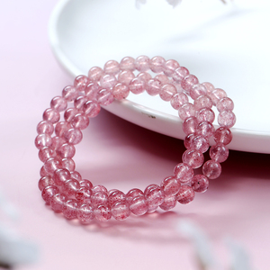 Pulsera <span class=keywords><strong>de</strong></span> Cuarzo <span class=keywords><strong>Fresa</strong></span> Natural Multicapa al por Mayor, Brazalete <span class=keywords><strong>de</strong></span> Cristal Rosa Translúcido, Joyería Comercial <span class=keywords><strong>de</strong></span> Piedra - Product Image 4
