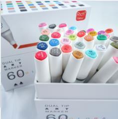 Marqueurs de couleur 60 pièces, marqueurs <span class=keywords><strong>d</strong></span>'art pour croquis, stylos pinceaux pour dessin manga, fournitures scolaires pour enfants, stylo à <span class=keywords><strong>alcool</strong></span> pour dessin en couleur - Product Image 6