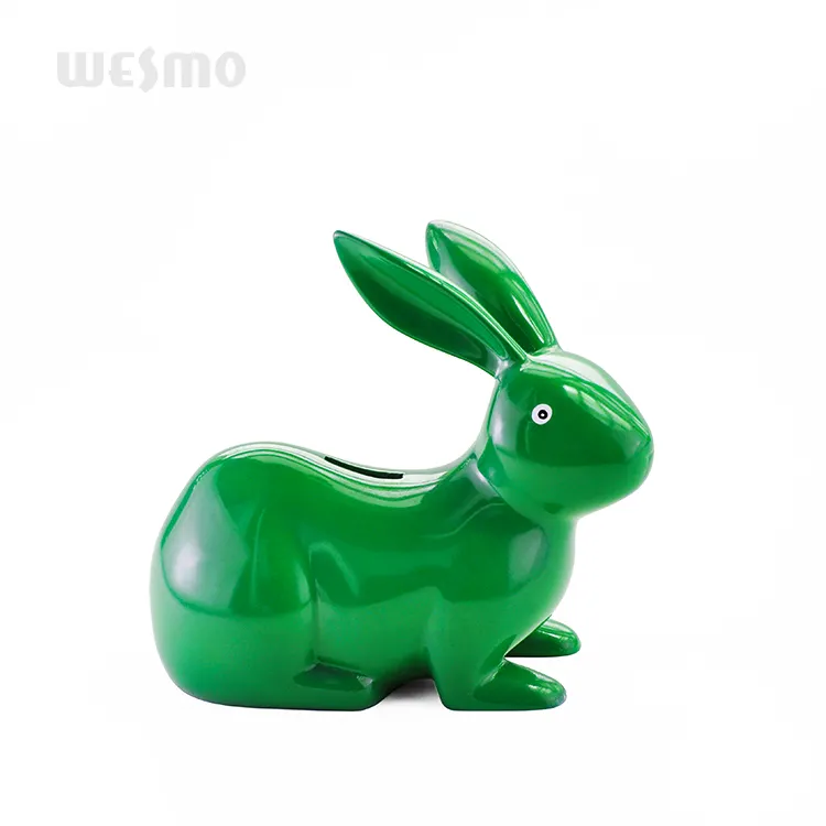 Hucha de conejo verde con personalidad para decoración del hogar, estatua de resina de animal, fabricante