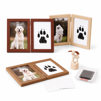 Cadre photo commémoratif pour animaux de compagnie avec kit d'empreintes de pattes, cadre double en bois, souvenir pour la commémoration de la perte de chiens et de chats
