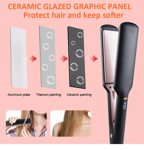 Регулируемый темп выпрямитель для волос, частная этикетка, цифровой дисплей, выпрямитель для влажных и сухих волос, логотип - Product Image 2