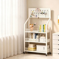 Étagère de rangement métallique multi-niveaux avec paniers, présentoir mobile pour snacks, jouets et articles ménagers, idéal pour supermarchés et magasins de proximité