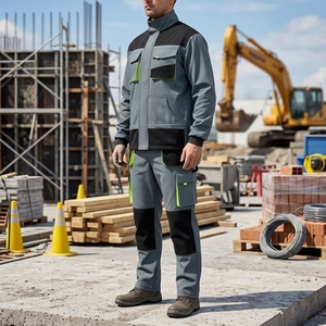Conjunto de Uniforme Mecánico Profesional de Alta Resistencia, Overol con Tirantes y Pechera en Contraste con Múltiples Bolsillos y Chaqueta de Trabajo a Juego para Taller - Product Image 1