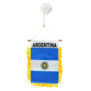 新阿根廷国旗迷你横幅4 "x 6" w/吸盘车窗白色蓝色