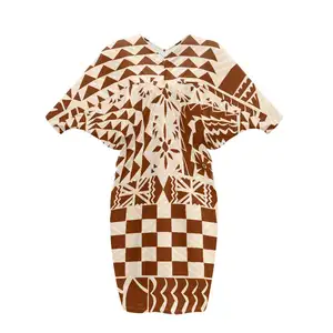 Drop Shipping Pacific Island Casual Beach Ladies Dress Samoan Tapa Tribal Art Design Custom Plus Size Dress Polynesian Clothing