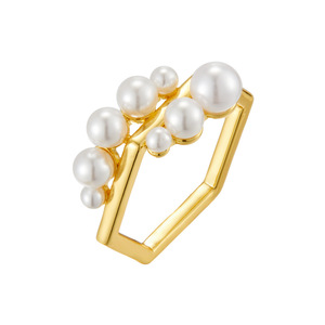 Geometric Faux Pearl <b>Ring</b> Creative <b>Stacking</b> Index Finger <b>Ring</b> Everyday Wear Claw Setting Jewelry - Product Image 5