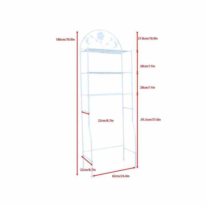 Large Space 3-Tier Free Standing White Metal Toilet Shelf Rack Bathroom Storage Organizer Space Saver 3 Tier Bathroom Organizer