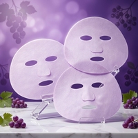 Masque facial en microfibre naturelle biologique ODM pour peaux sensibles, soin du visage, masque facial violet glacé