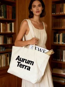 Sac fourre-tout en toile de coton portable, design lettres, sac de shopping en coton biologique écologique pour les courses quotidiennes - Product Image 4