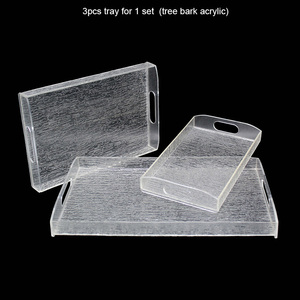 <span class=keywords><strong>Plateau</strong></span> <span class=keywords><strong>rond</strong></span> Transparent en Lucite personnalisé en usine, <span class=keywords><strong>plateau</strong></span> de service en acrylique Transparent avec poignées en métal doré - Product Image 6