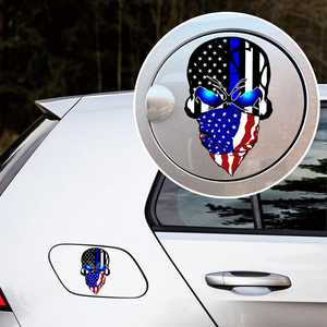 Pegatinas para Auto Keyasi con <span class=keywords><strong>Diseño</strong></span> de Calavera y Bandera Americana en Negro, Logotipo Reflectante UV, Tamaño Personalizable de 5.1 Pulgadas, <span class=keywords><strong>Vinilo</strong></span>/PVC, Garantía de 1 Año - Product Image 2