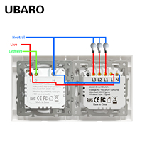 UBARO pour Smart Life, interrupteur mural intelligent WiFi 2 voies, prise EU Schuko, moniteur de puissance USB C, panneau tactile en verre trempé, commande vocale