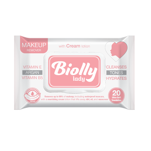 Biolly 20 Toallitas Desmaquillantes con Aceite de Argán - No Comedogénicas, Hidratación Profunda para Usar en Cualquier Lugar - Product Image 1