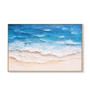 Peinture abstraite de plage lumineuse, art mural, décoration intérieure, œuvre d'art texturée faite à la main pour le salon, la chambre à coucher, le bureau, arts décoratifs - Product Image 2