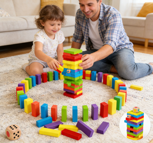 Juego Clásico <span class=keywords><strong>de</strong></span> Torre <span class=keywords><strong>de</strong></span> Madera, Bloques <span class=keywords><strong>de</strong></span> Construcción <span class=keywords><strong>de</strong></span> Madera, Juego <span class=keywords><strong>de</strong></span> Mesa <span class=keywords><strong>de</strong></span> Apilamiento para Niños, Fiestas Familiares, Interior y Exterior - Product Image 4