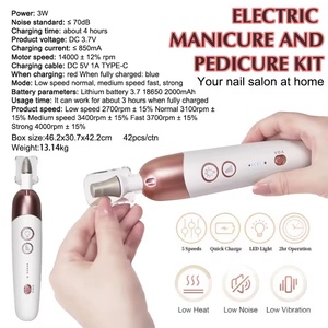 Kit de pédicure professionnel 8-en-1 avec perceuse à ongles électrique et lumière LED, outils de pédicure en plastique pour les pieds et le ponçage des ongles - Product Image 2