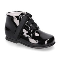 Bottines noires en cuir verni pour enfants, de bonne qualité, ajustées avec fermeture, pour petites filles, nouvelle collection