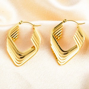 Pendientes geométricos gruesos de acero inoxidable para mujer, aretes minimalistas con personalidad, joyería de moda que nunca se desvanece - Product Image 2