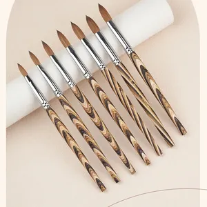 Hechunzi Size 8 10 12 14 16 18 Professional Round Nail Art Pen Brushes Set With Kolinsky Hair Wooden Handle