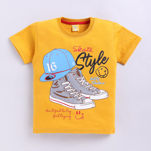 T-shirt en coton imprimé style skate pour enfants, manches courtes décontractées pour garçons, tenue d'été douce, respirante et confortable pour le quotidien - Product Image 1