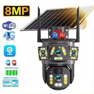 Солнечная камера Three Eyes 4G 8МП с обзором 360 градусов, удаленным доступом через мобильный телефон, ночным видением и панорамным изображением для наружного наблюдения и дома, высокое разрешение - Product Image 1