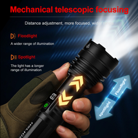 Lampe de poche télescopique super lumineuse 3000 Lm, lumière de travail rechargeable, affichage numérique, longue portée, lampe torche LED tactique