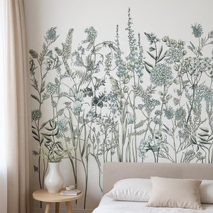Papier peint mural personnalisé de fleurs et feuilles botaniques douces et naturelles Décoration de chambre d'enfants à la maison - Product Image 4