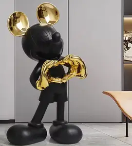 Ev dekor süs için toptan Modern fiberglas karikatür Mickey Mouse heykel