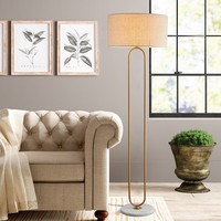 Lampadaire LED Dimmable Moderne pour Décoration Intérieure, Base E27, Finition Dorée, Jaune, CRI 90 Élevé, Étanche, Hauteur Réglable