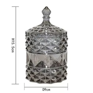 FENGJUN iridescent cylinder embossed geo cut colored candles container glass candle jar for candles