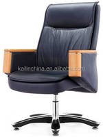 Chaise de bureau ergonomique KALN à dossier haut avec roulettes en cuir véritable, réglable en hauteur