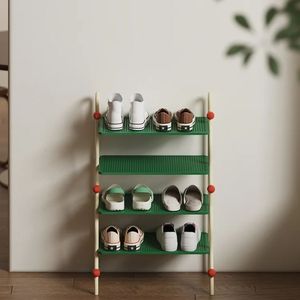 Multi Layer <b>Shoe</b> Rack 4 Tier Green Standing <b>Storage</b> For Entryway Home Dormitory Sports <b>Shoes</b> Organizer - Product Image 3