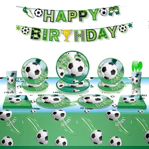 Soccer Party Supplies 3D Soccer Ball Paper Dessert Plates And Beverage Napkins Party Paper Plates Party Decoration