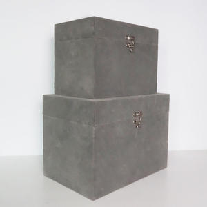 Mingcan Customized Wholesale Decorative Grey Velvet Metal Storage Trunks Boxes
