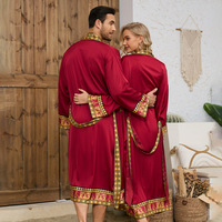 Ensemble de pyjamas personnalisés pour couples, robe de chambre en satin avec imprimé baroque, OEM, peignoir assorti homme et femme, prix d'usine, vêtements de nuit