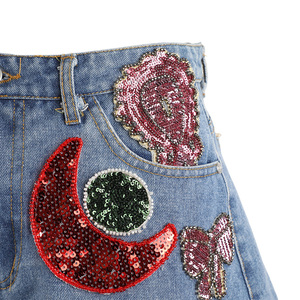 Nuovo stile di perline con paillettes Applique da donna Sexy Mini Shorts in <span class=keywords><strong>jeans</strong></span> caldi per ragazze - Product Image 4