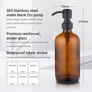 ขวดปั๊มสบู่เหลวแบบแก้วสำหรับล้างมือ ขนาด 500 มล. สีขาว พร้อมหัวปั๊มสบู่เหลวแบบแก้ว 24410 ขายส่งจากโรงงานหลงอัน - Product Image 2