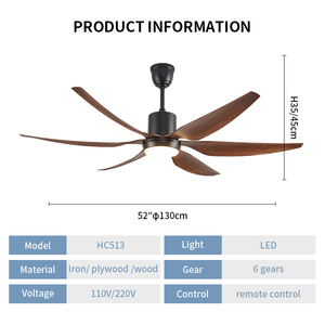 Factory Direct 54 Inch Modern 5 Blades <b>Ceiling</b> Fan with LED <b>Light</b> <b>Remote</b> <b>Control</b> Indoor Outdoor DC Motor - Product Image 2